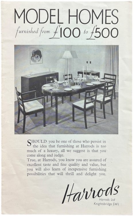 Model Homes Furnished from &pound;100 to &pound;500.