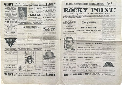 Programme for Grand Opening of the Ninth Season at Sans Souci Garden. Wm. E. White, proprietor and manager, Wm. H. Goffe, publisher.