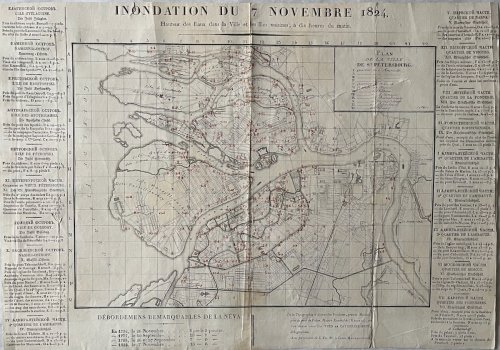 Inondation du 7 Novembre 1824. Hauteur des Eaux dans la Ville et les Iles Voisines, à dix heures du Matin.