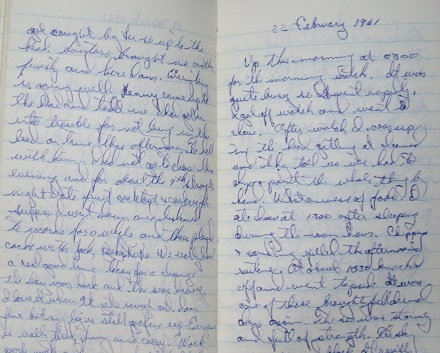 1961 ORIGINAL SUPER 'BELOW DECKS' MANUSCRIPT DIARY HANDWRITTEN BY A RADIO OPERATOR ABOARD THE STORIED USS SHANGRI LA ON ITS SHAKEDOWN CRUISE PRIOR TO SERVICE IN VIETNAM