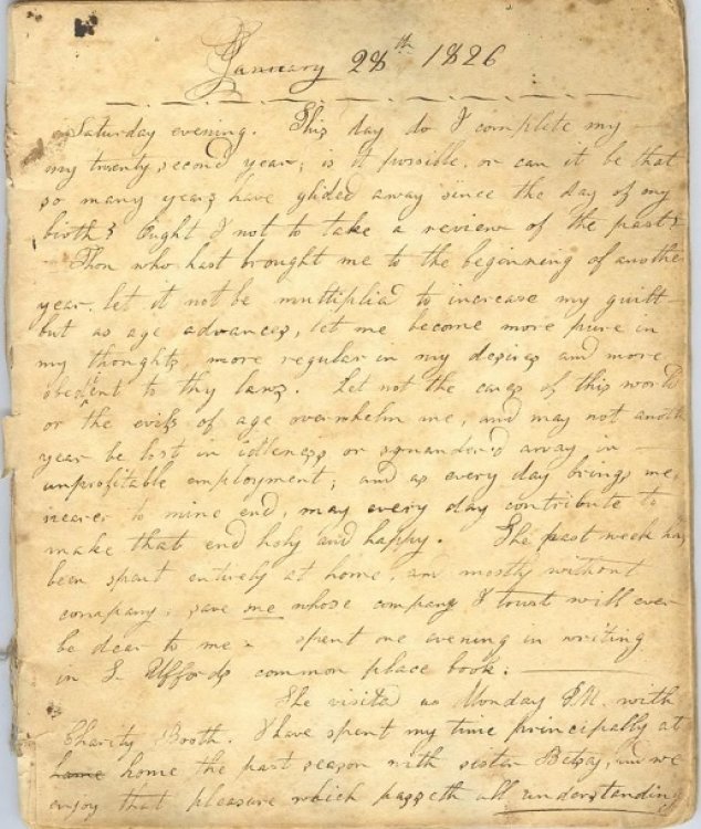 1826 - 1827 ORIGINAL MANUSCRIPT DIARY HANDWRITTEN BY A YOUNG WOMAN WHO SHUTTLES BACK AND FORTH BETWEEN HER CHAMBER AT THE CONVENT AND HER FAMILY HOME