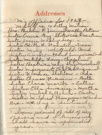 1929 ORIGINAL HANDWRITTEN MANUSCRIPT DIARY DETAILING HER YEAR AND LIFE AS THE WORTHY MATRON OF HER HIALEAH FLORIDA ORDER OF THE EASTERN STAR CHAPTER