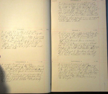 1888 + 1889 ORIGINAL PAIR [2] OF SOUTH WESTERN ONTARIO MANUSCRIPT DIARIES HANDWRITTEN BY A YOUNG, INORDINATELY MATURE 12 YR OLD GIRL WHO GOES FROM PLAYING GAMES AT RECESS TO DISCUSSING THE SCOTT ACT OF 1888 FOR TEMPERANCE IN KENT COUNTY