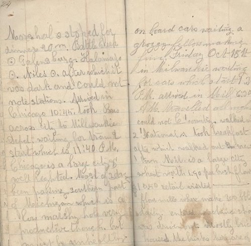 1862 - 1871 ORIGINAL MANUSCRIPT TRAVEL DIARY OF A NEAR EPIC JOURNEY TO FIND WORK FROM MAINE TO MINNESOTA BY STEAMSHIP, STAGECOACH, TRAIN AND HIS OWN TWO FEET