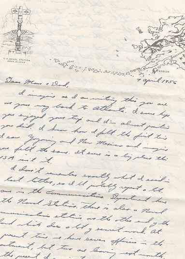 1956 ORIGINAL ARCHIVE OF MANUSCRIPT LETTERS FROM THE WESTERNMOST EDGE OF THE UNITED STATES HANDWRITTEN BY A BRILLIANT YOUNG MAN LEARNING TO PROTECT AMERICA FROM IT'S COLD WAR ENEMIES