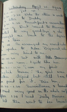 1928 ORIGINAL MANUSCRIPT DIARY DETAILING A SUMMER SPENT BY AN ENGLISH WOMAN TEACHING AND TOURING IN PARIS FRANCE
