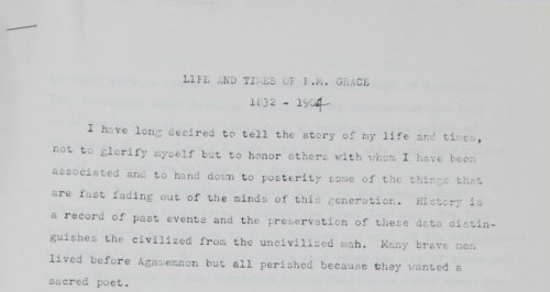 1832 - 1904 TYPED MANUSCRIPT COPY WITH HANDWRITTEN CORRECTIONS BEING A RETROSPECTIVE MEMOIR BY A NOTED ALABAMA PREACHER OF LIFE IN THE DEEP SOUTH