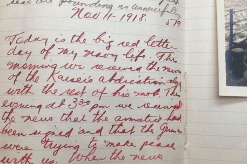 1918 ORIGINAL WORLD WAR I UNITED STATES NAVY NATIONAL NAVAL VOLUNTEER'S MANUSCRIPT AND PHOTOGRAPHIC DIARY HANDWRITTEN BY A YOUNG SAILOR ON TREACHEROUS CONVOY DUTY WHO EXEMPLIFIED THE VOLUNTEER SPIRIT