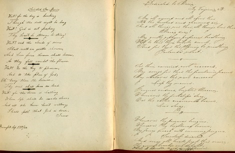 1851 - 1858 ORIGINAL, SOMBER MANUSCRIPT BOOK OF SENTIMENTS AND MEMORIES HANDWRITTEN BY FRIENDS AND FAMILY FROM BEAUFORT TO SAVANNAH TO OCALA