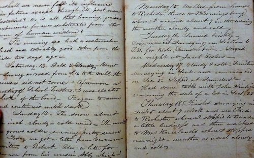 1849 - 1854 ORIGINAL MANUSCRIPT DIARY HANDWRITTEN BY A KEEN EYED, INTROSPECTIVE INDIANA SURVEYOR DETAILING HIS LIFE AND FAMILY HARDSHIPS OF TRAGIC ILLNESS WHO STILL SEES THE WONDERS OF THE WORLD WHILE VISITING THE NEW YORK CRYSTAL PALACE EXPOSITION