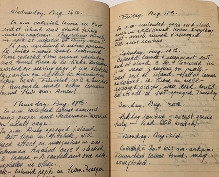 1944 ORIGINAL MANUSCRIPT LOG AND DIARY OF AN AMERICAN ARMY LIEUTENANT FOCUSED ON WINNING ONE OF AMERICA'S GREATEST CHALLENGES IN THE SOUTH PACIFIC FIGHTING AN ENEMY MORE NUMEROUS THAN THE JAPANESE
