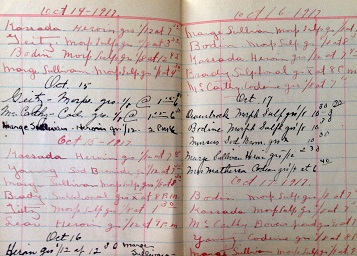 1915 + 1917 ORIGINAL PAIR [2] OF MANUSCRIPT DOSAGE LOGS OF PATIENTS TREATED WITH NARCOTICS AND A SIGNIFICANT LOOK AT EARLY 20TH CENTURY DRUG TREATMENTS