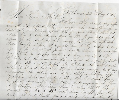 1848 + 1849 ORIGINAL PAIR [2] MANUSCRIPT LETTERS HANDWRITTEN BY A BALTIMORE MAN WHO HAS A GRASP OF BOTH THE LOCAL AND INTERNATIONAL POLITICS OF THE DAY