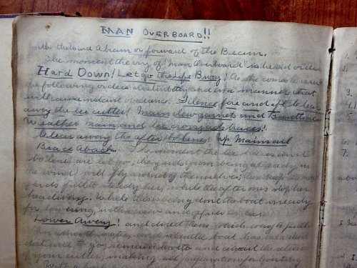 1901 - 1902 ORIGINAL, SUPERB GROUP OF FOUR [4] FOLIO MANUSCRIPT BOOKS DETAILING THE EDUCATION AND EXPERIENCES ON THE TRIP OF A LIFETIME FOR A NEW CADET ON THE UNITED STATES TRAINING SHIP ENTERPRISE