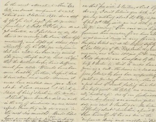 1862 ORIGINAL MANUSCRIPT LETTER HANDWRITTEN BY BALTIMORE BASED COUSIN CHAS REPORTING ON THE LOCAL BALTIMORE NEWS AND POLITICS OF THE DAY INCLUDING REBELS 'HOOKING UP' WITH THE LADIES