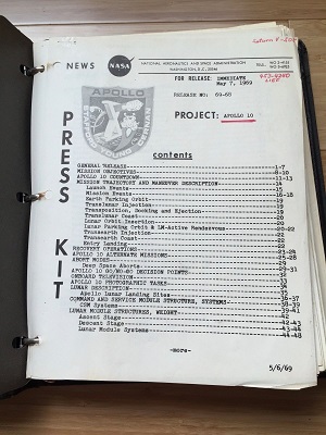1960s ORIGINAL RELIC OF THE APOLLO SPACE PROGRAM: APOLLO 10 PRESS KIT OF ROCKET SCIENTIST JESCO VON PUTTKAMER