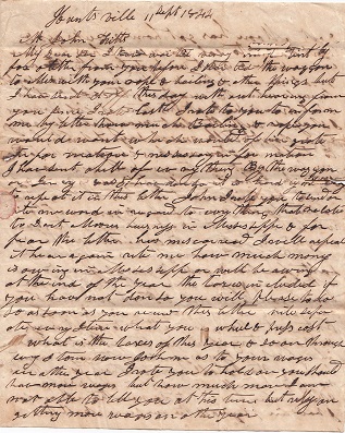 1844 ORIGINAL MANUSCRIPT LETTER HANDWRITTEN BY A HUNTSVILLE ALABAMA MAN KEEPING UP WITH HIS FRIEND IN MISSISSIPPI