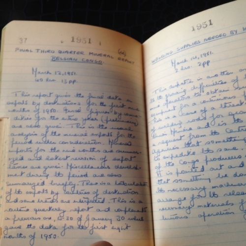 1940s - 1950s ORIGINAL MANUSCRIPT BOOK OF A GLOBAL MINING ENGINEER NO STRANGER TO THE BELGIAN CONGO OR THE MINES OF CHILE