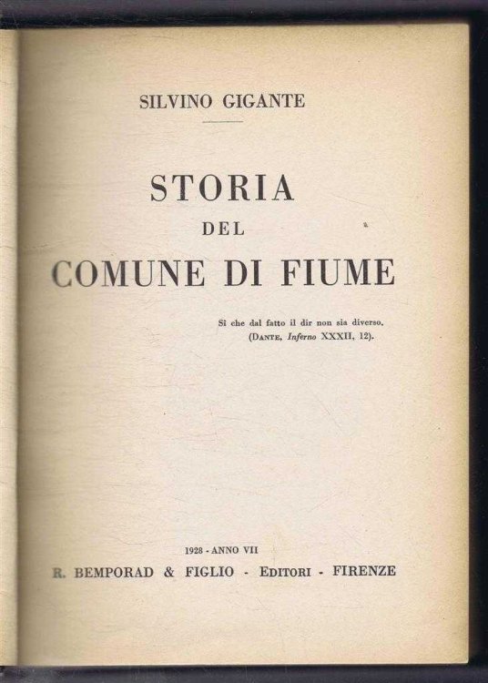 Storia Del Comune Di Fiume (History of the Municipality of Fiume - Rijeka)