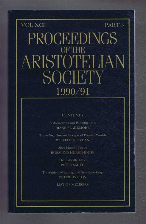 Proceedings of the Aristotelian Society 1990/91 Vol. XCI, Part 3