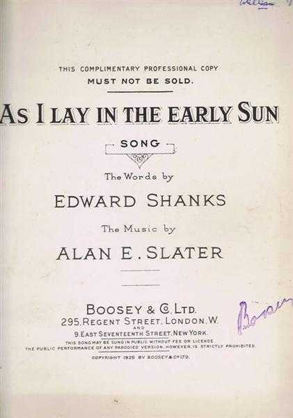 As I Lay in the Early Sun, song