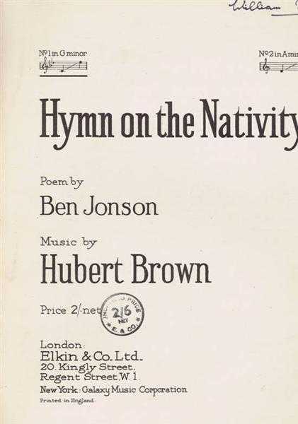 Hymn on the Nativity: I sing the birth was born to-night. No. 1 in G minor