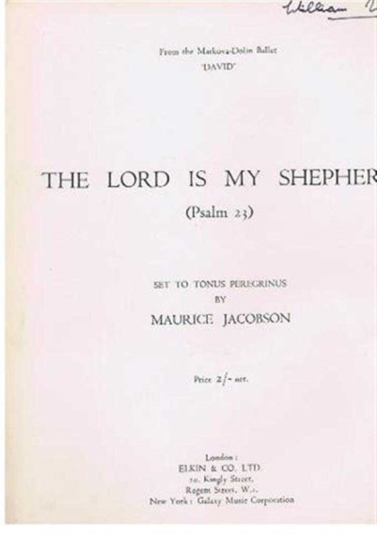 The Lord is My Shepherd (Psalm 23) set to Tonus Peregrinus, from the Markova-Dolin Ballet, David