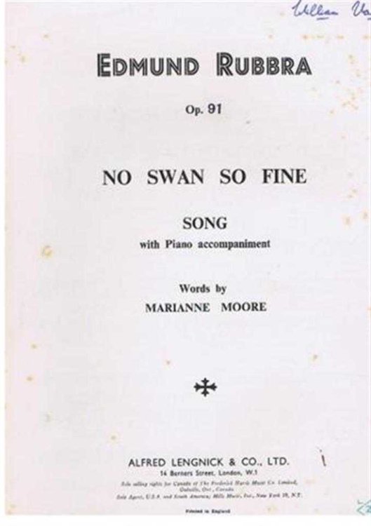 No Swan So Fine, Op. 91, song with Piano accompaniment