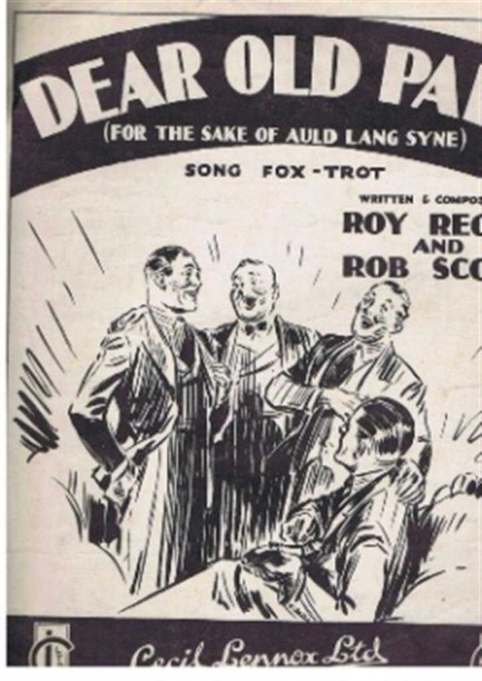 Dear Old pals (For the Sake of Auld Lang Syne), song Fox-Trot. vocal score, piano accompaniment, Ukulele chords.