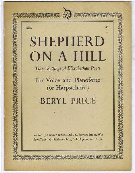 Shepherd on a Hill. Three Settings of Elizabethan Poets for Voice and Pianoforte (or Harpsichord): In an Arbour Green; Pillis; Jig
