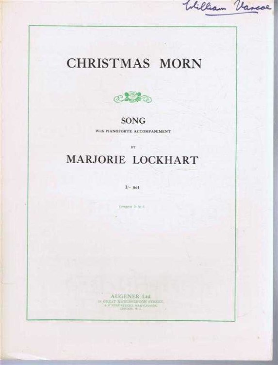 Christmas Morn, Song with Pianoforte Accompaniment, Compass D to E