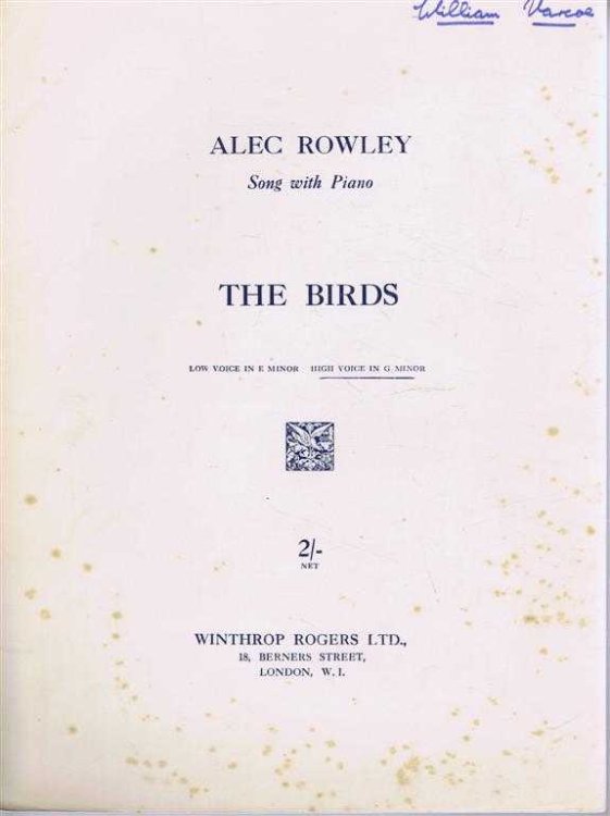The Birds, song with Piano, High voice in G Minor