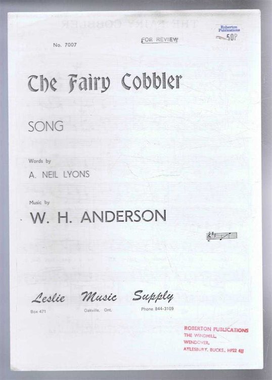 The Fairy Cobbler, Song. No. 7007. Middle D to E