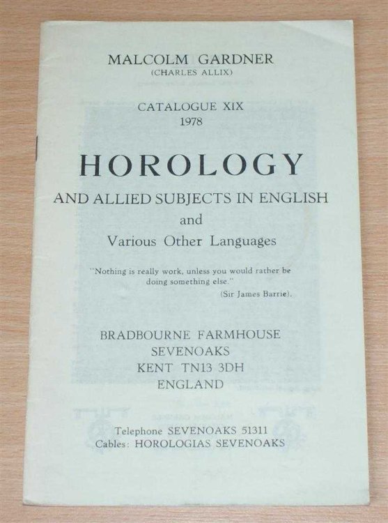 Catalogue XIX 1978 - Horology and Allied Subjects in English and Various Other Languages