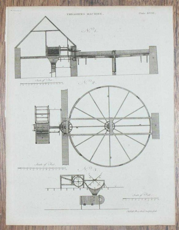 Three pages from C19 Agricultural Book including engraved Plate showing 
