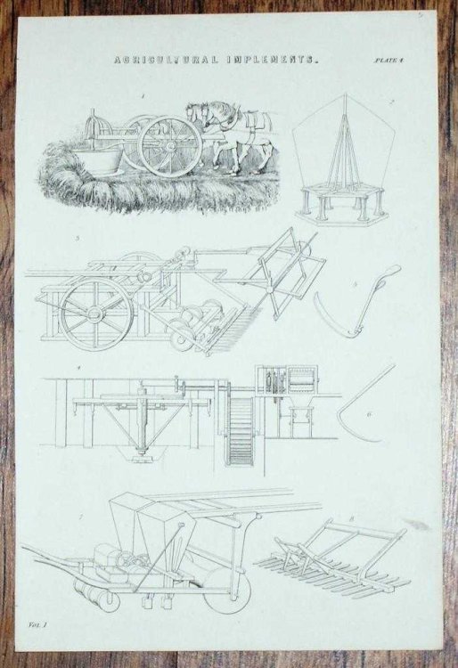 Engraved Plate from C19 Agricultural Book showing 