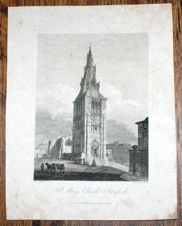 Disbound Single Plate of St. Mary's Church, Stamford from Bartholomew Howlett's Selection of Views in the County of Lincoln