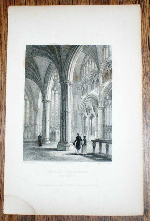 Disbound Engraving of the Chancel at Lincoln Cathedral, from Winkles's Architectural and Picturesque Illustrations of the Catherdral Churches of England and Wales Vol. II