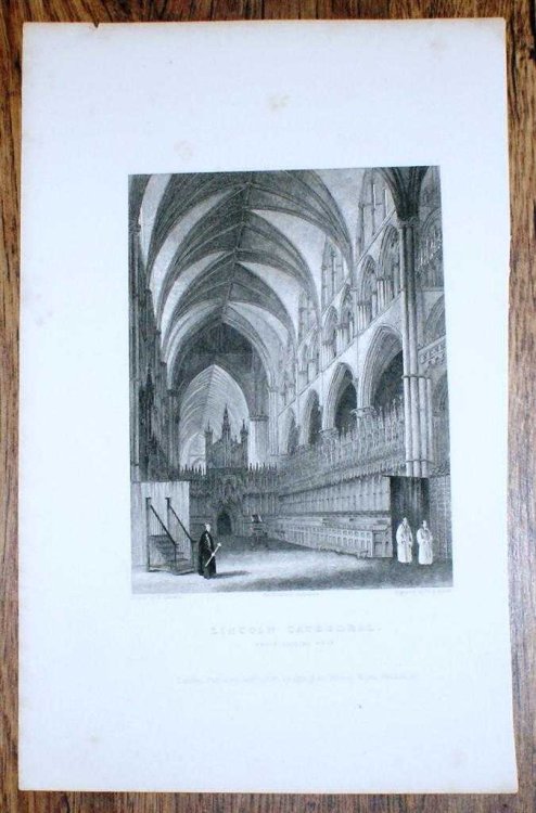 Disbound Engraving of Lincoln Cathedral 