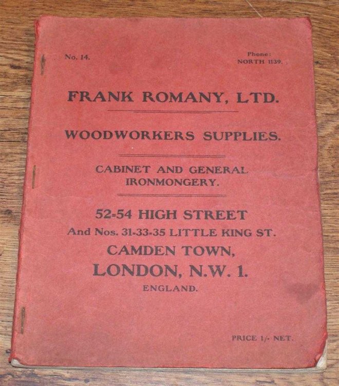 Frank Romany, Ltd. Supply Catalogue No. 14. Woodworkers Supplies. Cabinet and General Ironmongery.