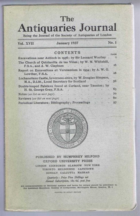 The Antiquaries Journal, Being the Journal of The Society of Antiquaries of London, Volume XVII 1937, Number 1. January 1937
