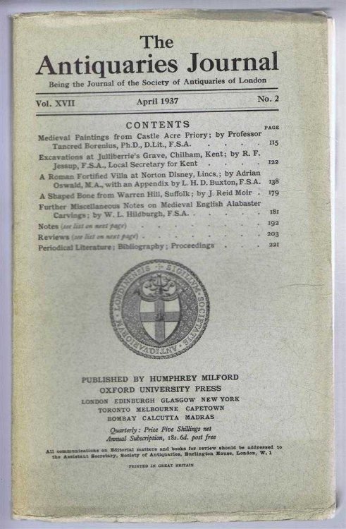 The Antiquaries Journal, Being the Journal of The Society of Antiquaries of London, Volume XVII 1937, Number 2. April 1937