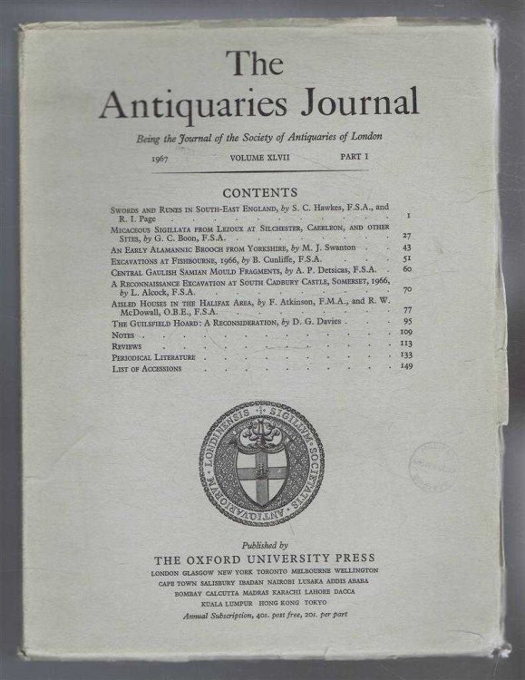 The Antiquaries Journal, Being the Journal of The Society of Antiquaries of London, Volume XLVII, 1967, Part I