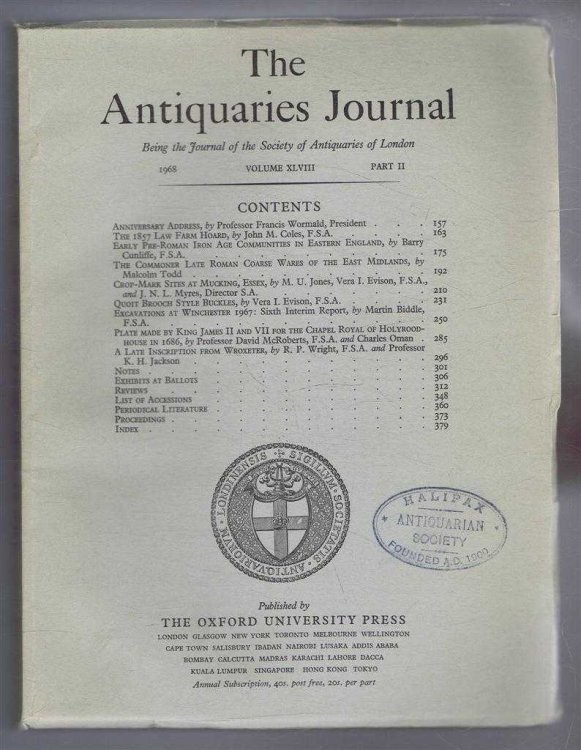 The Antiquaries Journal, Being the Journal of The Society of Antiquaries of London, Volume XLVIII, 1968, Part II