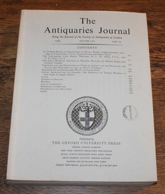 The Antiquaries Journal, Being the Journal of The Society of Antiquaries of London, Volume LXV, 1985, Part II