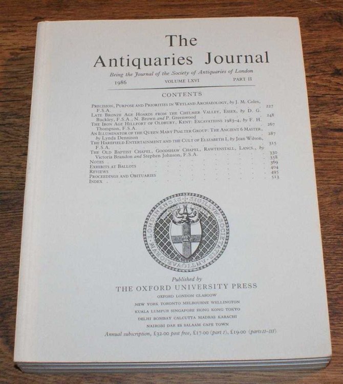 The Antiquaries Journal, Being the Journal of The Society of Antiquaries of London, Volume LXVI, 1986, Part II
