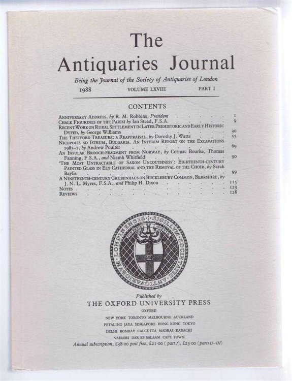 The Antiquaries Journal, Being the Journal of The Society of Antiquaries of London, Volume LXVIII, 1988, Part I