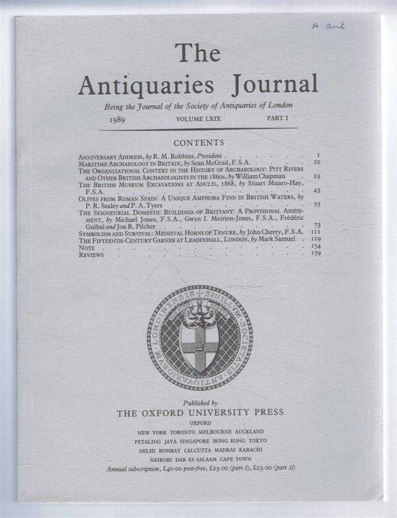 The Antiquaries Journal, Being the Journal of The Society of Antiquaries of London, Volume LXIX, 1989, Part I