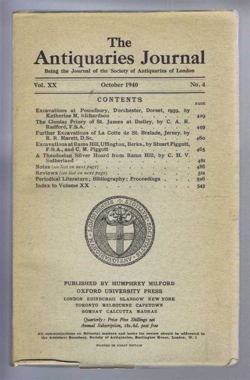 Image for The Antiquaries Journal, Being the Journal of the Society of Antiquaries of London, Vol XX, No. 4, October 1940 The Antiquaries Journal, Being the Journal of the Society of Antiquaries of London, Vol XX, No. 4, October 1940