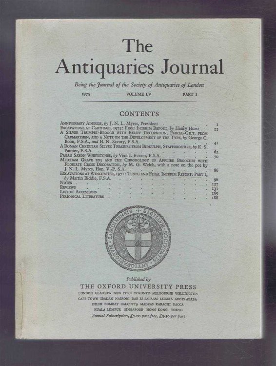 The Antiquaries Journal, Being the Journal of the Society of Antiquaries of London, Vol LV, Part I, 1975